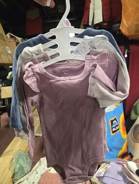 Carter's Ribbed Long-Sleeve Bodysuit in Mauve and Neutrals